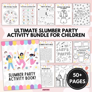 Ultimate Slumber Party Sleepover Themed Printable Activity Bundle Pack For Children 50 Page Birthday Girl Tweens Teens Pyjama Party Games