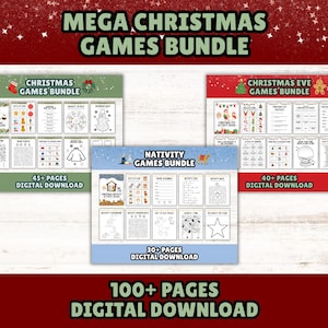 Christmas Printable Activity Book Bundle for Kids: Holiday Games, Puzzles & Coloring Pages (Instant Download) image 1
