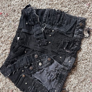 Distressed Black Mini Skirt