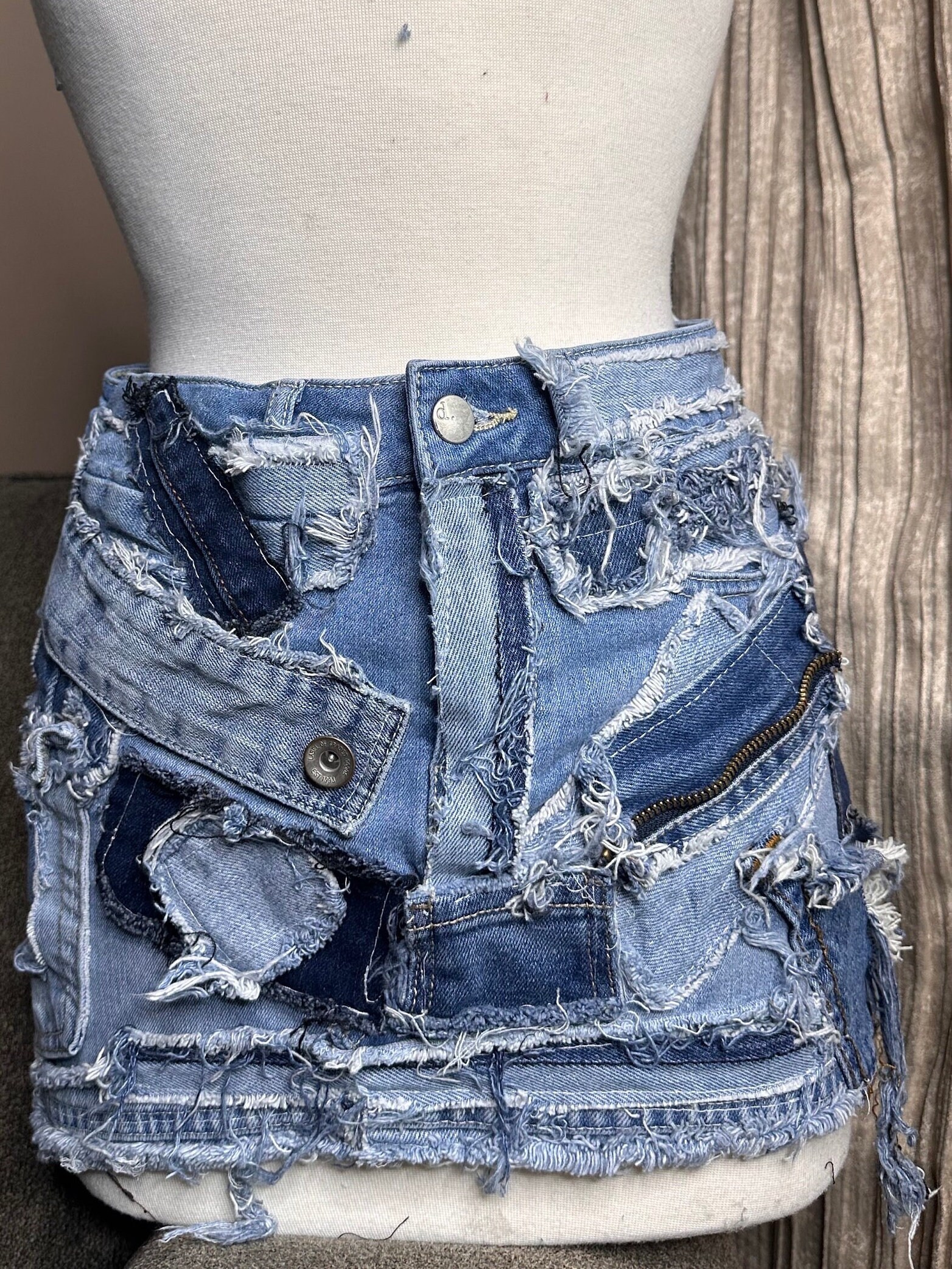 Distressed Denim Mini Skirts