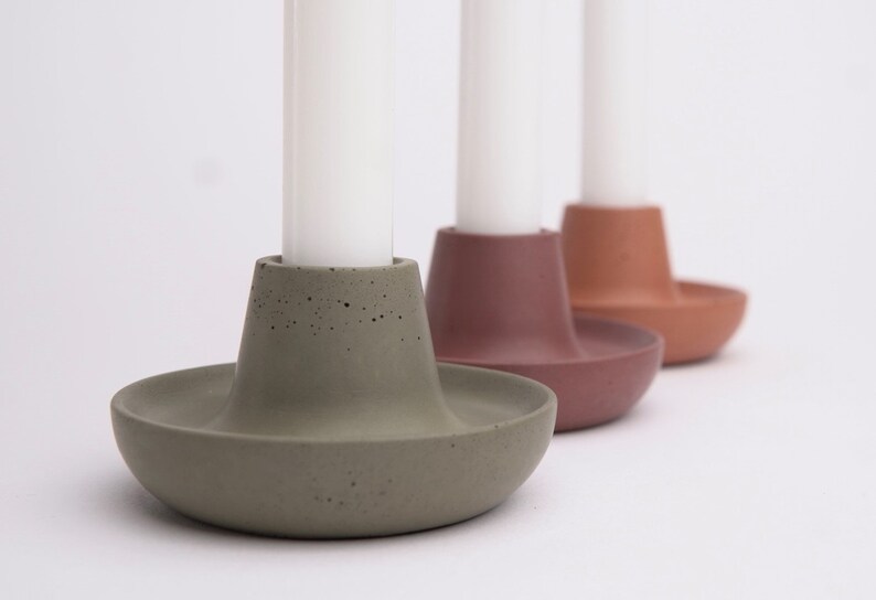 Concrete Taper Candle Holder Candlestick Holder Minimalist Tabletop Modern Candle Holder image 7