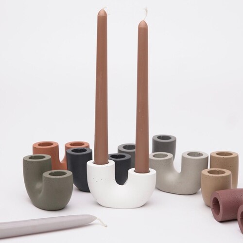 Concrete Taper Candle Holder Candlestick Holder Minimalist Etsy