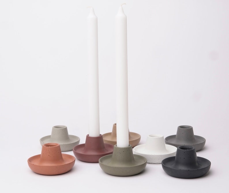 Concrete Taper Candle Holder Candlestick Holder Minimalist Tabletop Modern Candle Holder image 3