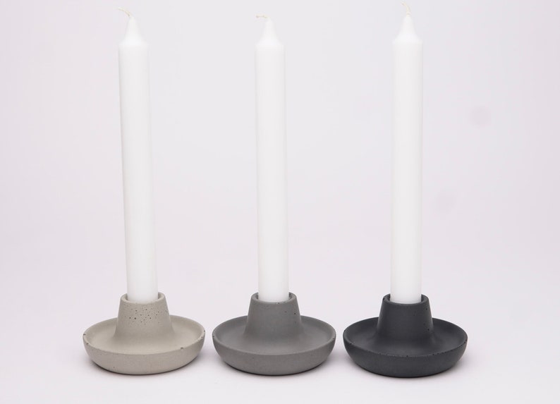 Concrete Taper Candle Holder Candlestick Holder Minimalist Tabletop Modern Candle Holder image 2