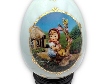 Vintage M.J. Hummel Egg | “Apple Tree Girl” | 23kt Gold Border | Signed Cert. of Authenticity | 1 of a 12 egg collection from 1993-1994