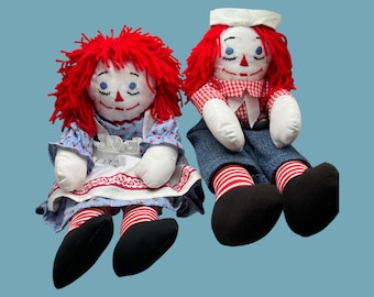 Vintage Brass Key Raggedy Ann & Andy Porcelain Doll - 2004