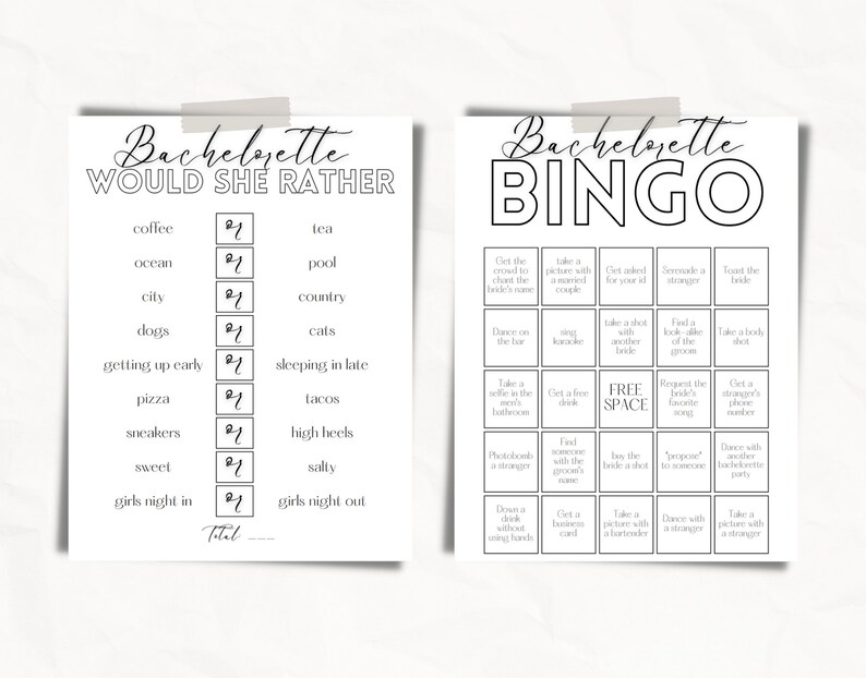 Bachelorette Party Game Bundle Classic Rose Etsy