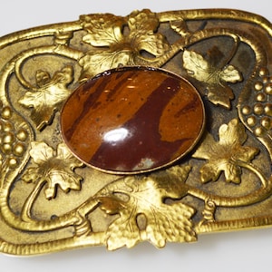 Antique Gold  Plate on Solid Brass Grape leaf Wine Buckle by Elaine Coyne  for 1 1/4&quot; belt