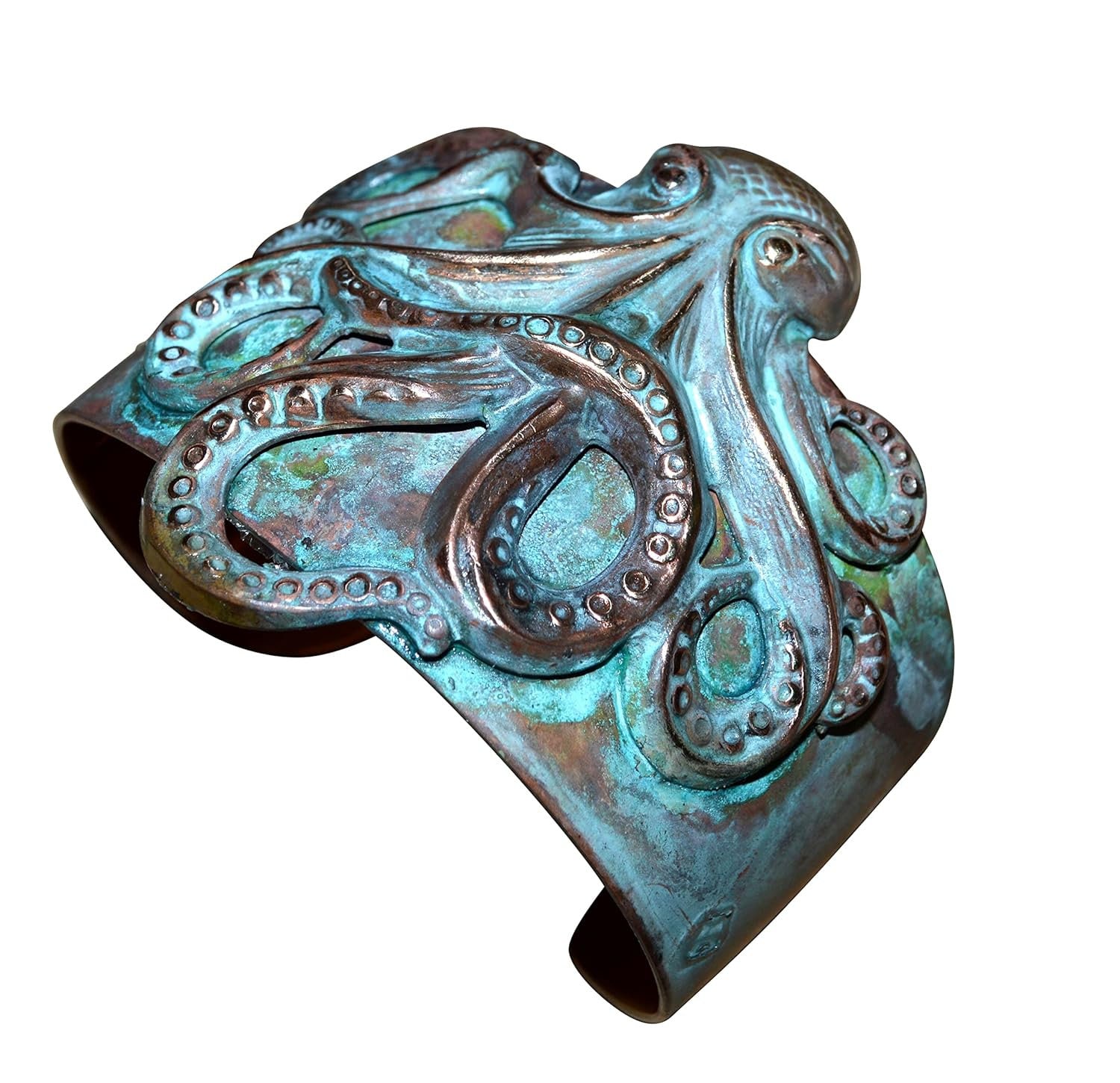 Elaine Coyne Wearable Art Patina Sculptural Octopus Tapered Cuff 