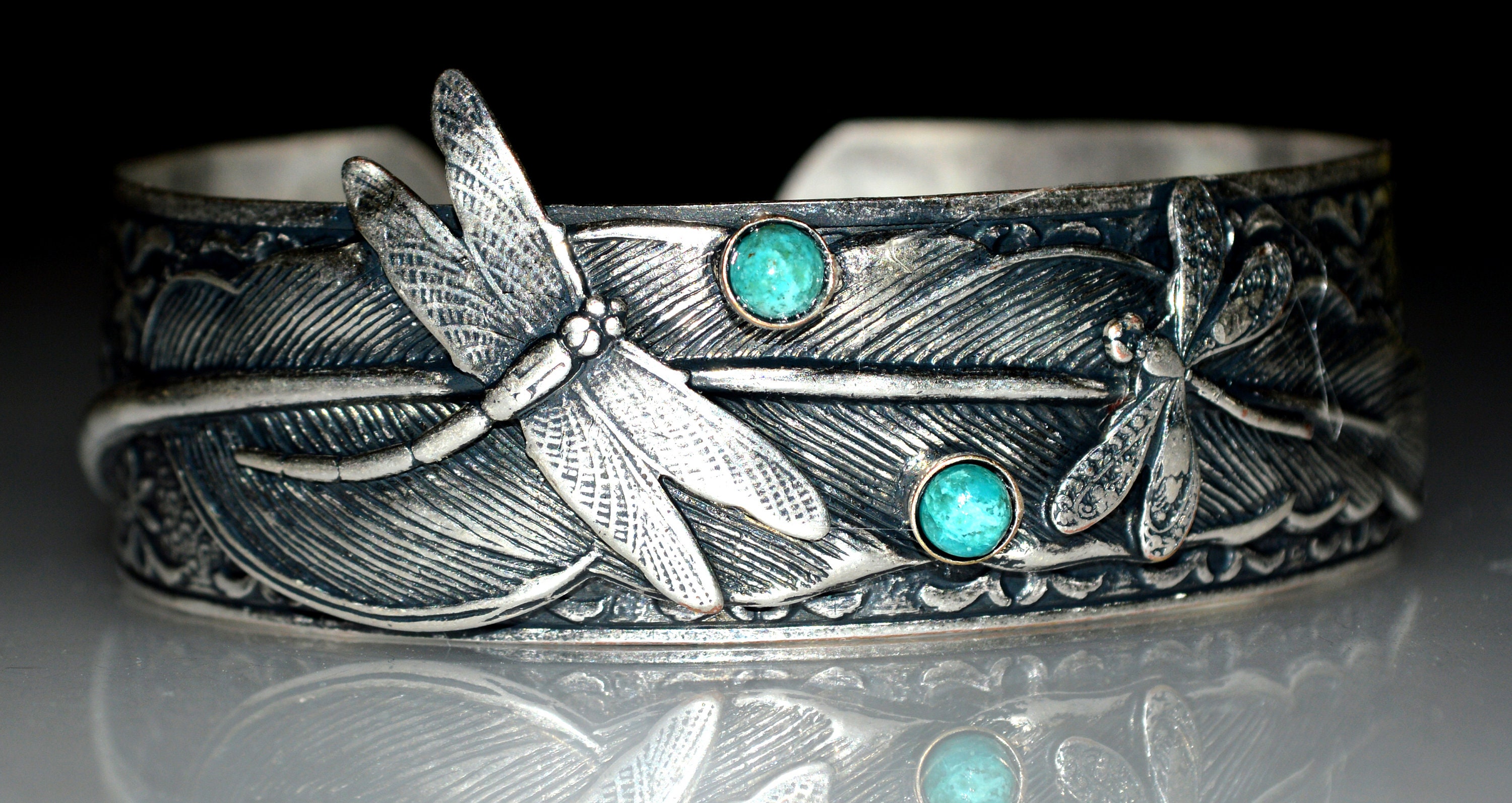Antique Silver Turquoise Bangle - Etsy
