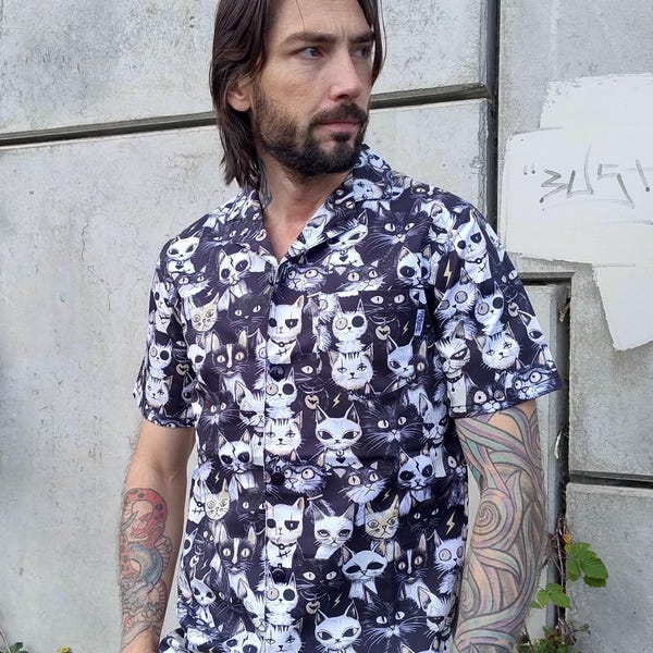 Camisa unisex con estampado de gatos callejeros de algodón elástico (tallas XS-6XL)