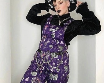 Elementals Dungarees. Jambats. Stunning Deep Mystical Print in Soft Stretch Cotton. Witchy Pagan Magic. Sizes 3XS - 5XL