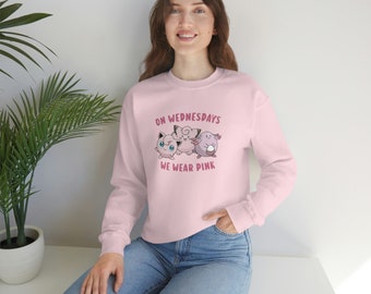 Pokemon/Pocket Monsters Inspired Crewneck Sweatshirt, On Wednesdays We Wear Pink