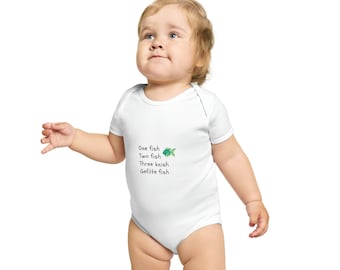 Short Sleeve Baby Bodysuit - one fish two fish three knish gefilte fish