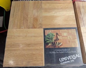 Rubberwood 7-Finger Parquet Flooring Tiles NOS