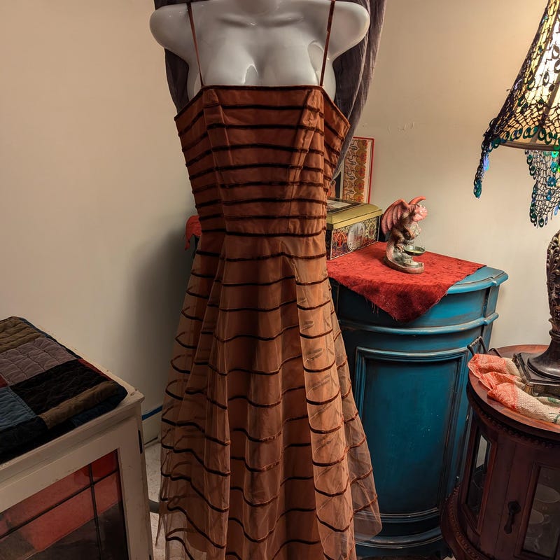 Vintage 1950s Rose Taffeta Tea Dress