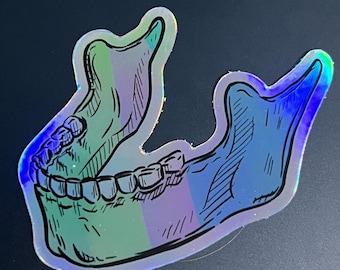 Anatomical Jaw Sticker – Rainbow Gradient Mandible Decal for Dental Pros & Students