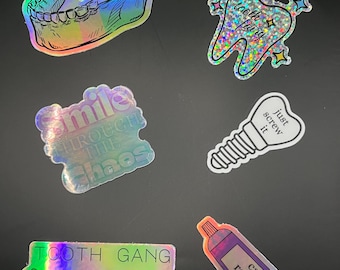Dental Sticker Bundle – 6 Pack of Fun Waterproof Vinyl Decals