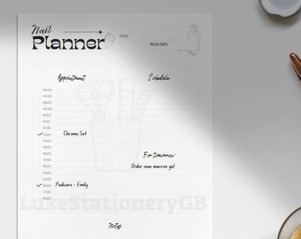 Appointment Tracker - A4 Digital Nail Planner - Daily Task Planner - Schedule Planner