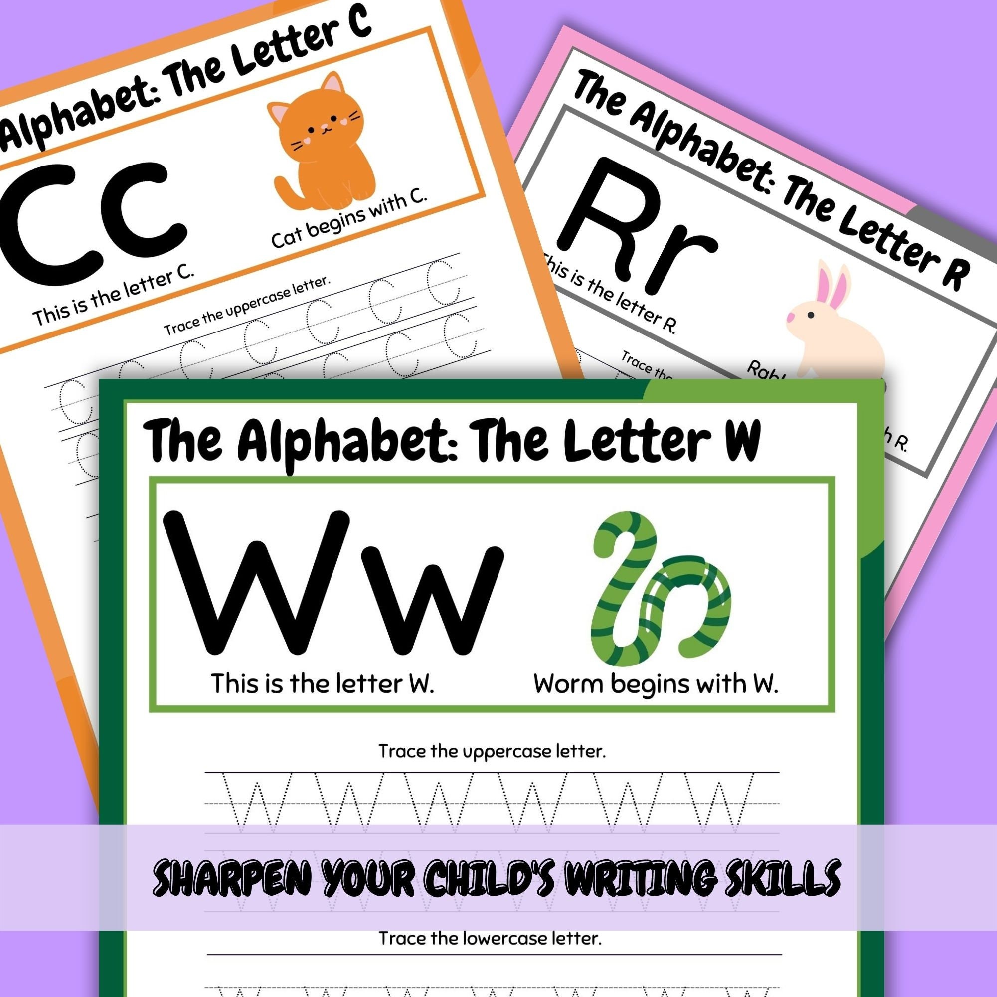 Letter Tracing Worksheets for Kids, 26 Printable Pre-school ...