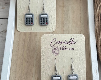 Calculator Dangle Polymer Clay Earrings for Teacher appreciation or Back to School