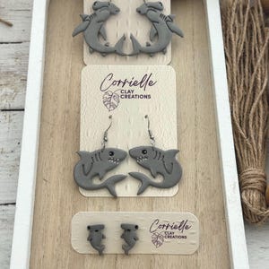 Hammerhead Shark Dangle and Shark Dangle and Stud Polymer Clay Earrings