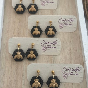 Lente zomer goud Bee polymeer klei Dangle Oorbellen