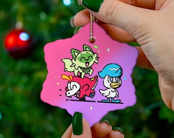 Pokemon Ceramic Ornament 3 Shapes Sprigatito Quaxly Fuecoco Scarlet Violet gen 9 New 2022 Christmas Starters cute kawaii japanese game anime