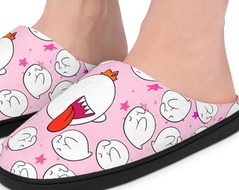Damskie kapcie Why so Shy, domowe kapcie, niestandardowe, spersonalizowane, słodkie, zwierzęce, zabawne, duch, Halloween, dynia, kawaii, anime, lata 90.