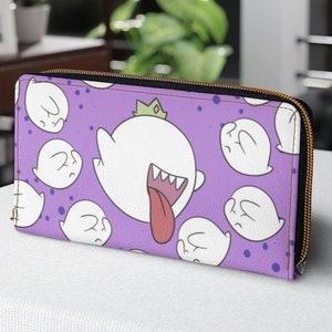 Mario King Boo Cremallera Kawaii Monedero Anime Gótico Lindo Halloween Terror Espeluznante Diversión Gráfico Moderno Fresco Monograma de moda Otoño Invierno