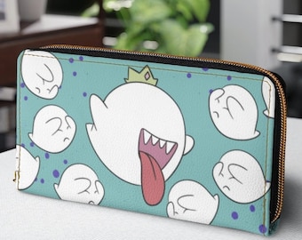 Mario King Boo Zipper Kawaii Wallet Anime Goth Gothic Cute Halloween Horror Spooky Scary Fun Graphic Modern Cool Trendy Monogram Fall Winter