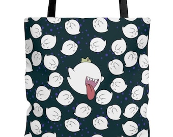 Tote Bag Why so Shy Haloween,ghost,for school,purse,reusable grocery bag,fall, winte,witch,witchy,mario,teal,90's,boo,gothic,anime,kawaii