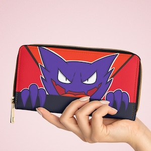 Pokemon assombrador zíper kawaii carteira anime goth gótico bonito halloween horror assustador diversão gráfico moderno legal tendência monograma outono inverno