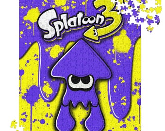 Splatoon 3 Jigsaw Puzzle (110, 252, 500, 1014-piece) Gamer Gaming Anime Colorful Family Blue Yellow Squid Nintendo Paint Cute Kawaii Game