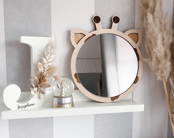 Espejo infantil, decoración infantil, decoración de pared de madera, espejo de madera con forma de animal, regalos para bebés, espejo bonito, espejo de madera, decoración para bebés
