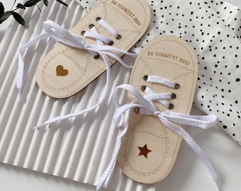 Aprende a atar los zapatos con lazos de madera para niños, ideas de regalos para practicar cómo atar los zapatos, personalizable