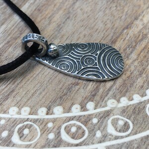 Fine Silver Teardrop Double Sided Pendent | PMC (Precious Metal Clay)