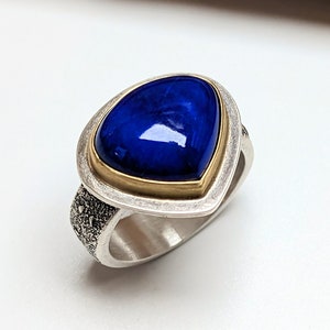 Lapis Lazuli Ring, Sterling Silver 18K Gold