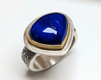 Lapis Lazuli Ring, Sterling Silver 18K Gold