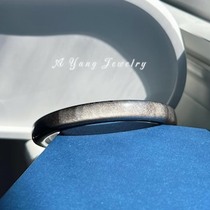 Natural Square Silver Sheen Obsidian Bangle|High-quality Rectangular Stone Agate Jade|Unique Black Obsidian Bracelet| Minimalist Gift