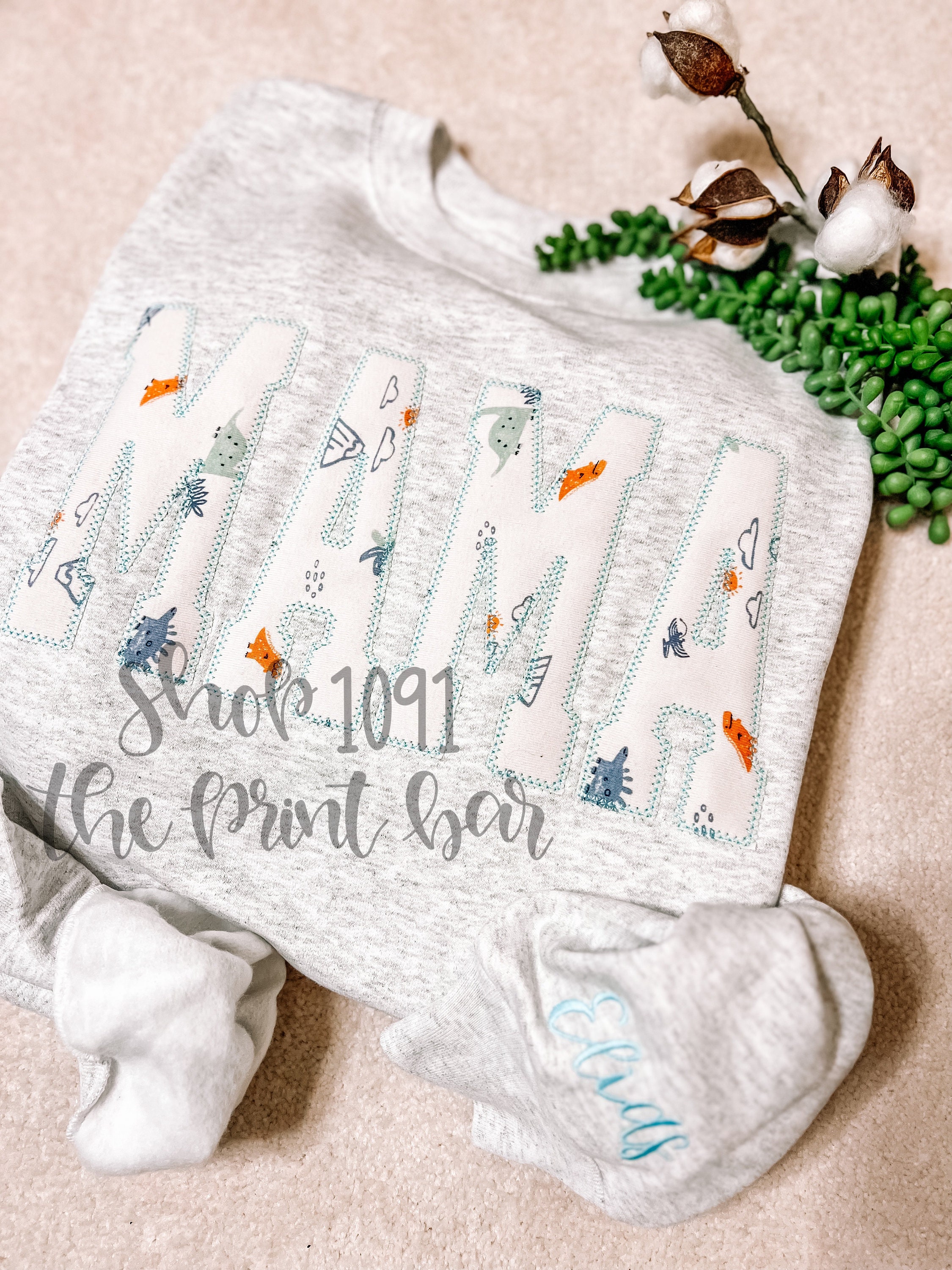 Mama Embroidered Keepsake Applique Sweatshirt Simple Mama Pullover