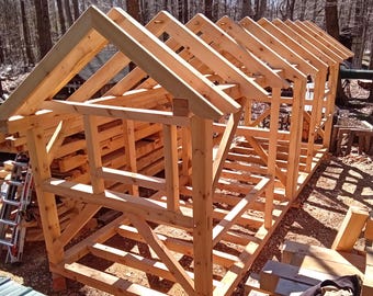 8'x24' Saltbox Timber Frame Kit- 100% Precut, Labeled and Ready to Assemble