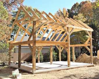 20'x 28' Saltbox Timber Frame Kit- 100% Precut, Labeled and Ready to Assemble