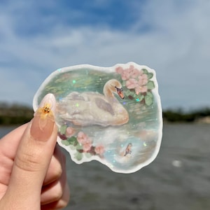 Swan Lake - Glossy Vinyl Sticker | Journal Sticker | Nature Sticker | Waterproof | Kindle Sticker