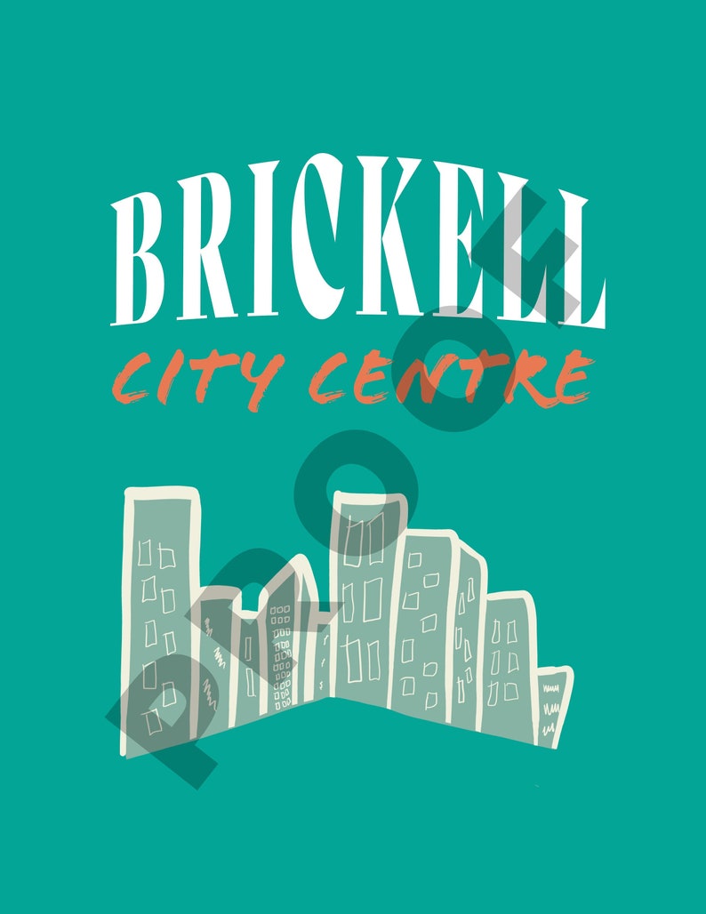 May include: Teal-colored graphic featuring the text "BRICKELL CITY CENTRE" in white and orange. Below the text is a stylized illustration of several buildings, likely representing a city skyline. The overall design is simple and modern.