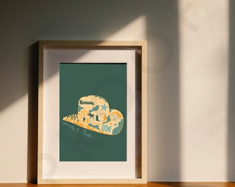 University of Miami Cowgirl Hat Pink Poster | University of Miami |  Digital Poster Print
