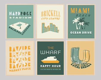 Miami Posters | Set of 6 | Trendy poster perfect for wall decor