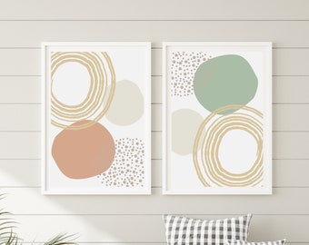 Abstrakte Kreise Wandkunst, 2er Set Drucke, Moderne Kunstdruck, minimalistisch Dekor Kunst, druckbare Wandkunst, Home Dekor Wandkunst