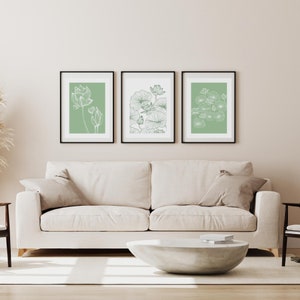 Lotus Art Print, Lotus flower Zen art, Botanical Flower print, Floral Decor wall art, Lotus wall decor, set of 3 prints, printable wall art