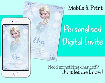 Digital Frozen Elsa Birthday invitation | Frozen Elsa Birthday invites | Digital invite | Card Invite | Boy birthday | Girl Birthday